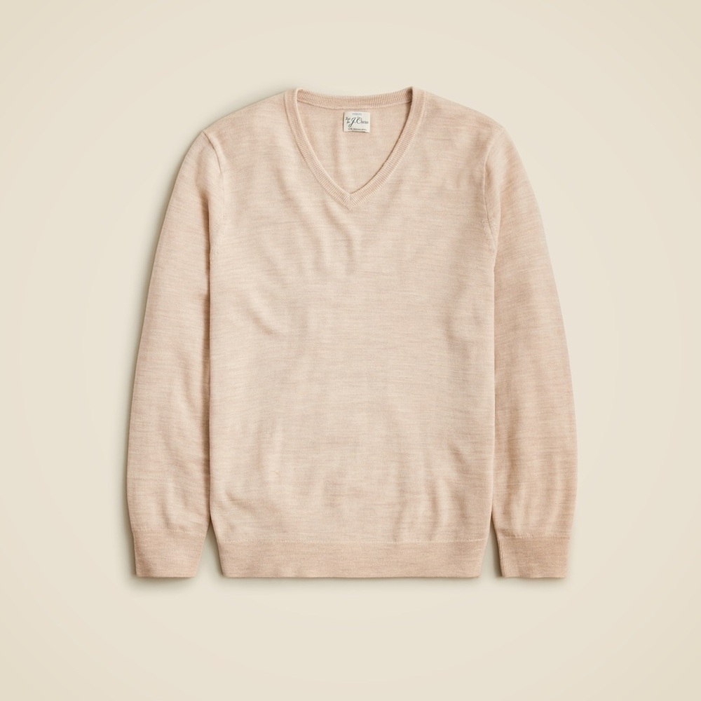 J. Crew Cream V-Neck Italian Merino Wool Medium Slim